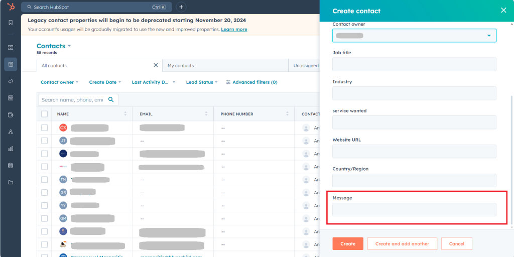 HubSpot new field added